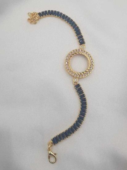 Vog Çeyrek Ve Gram Takılan Altın Kaplama Lacivert Baget Taşlı Sevgiliye,Anneye,Arkadaşa Bileklik