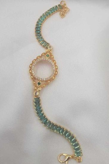 Vog Çeyrek Ve Gram Takılan Altın Kaplama Renkli Baget Taşlı Sevgiliye,Anneye,Arkadaşa Bileklik