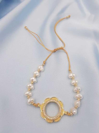 Vog Çeyrek V Gram  Altın Takılan Çiçek Model  24 Ayar Altın Kaplama İnci Bileklik