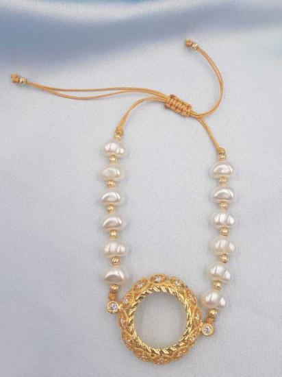 Vog Çeyrek V Gram Altın Takılan (1) Model 24 Ayar Altın Kaplama İnci Bileklik