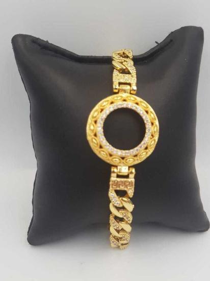 Vog Çeyrek Ve Gram Takılan Altın Kaplama Taşlı Gürmet Zincirli Bileklik 