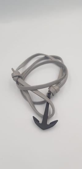 Vog Siyah Metal Çapalı Orjinal Gri Deri Sevgiliye,Babaya,Arkadaşa Bileklik Ve Kolye Özellikli