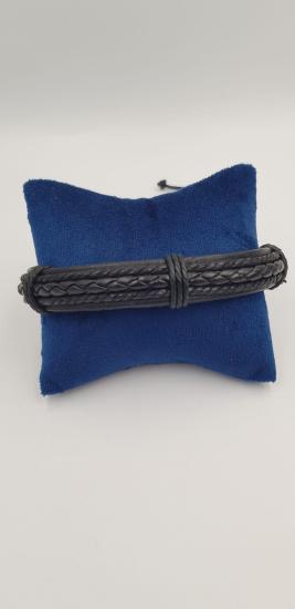 Vog Erkek Model Asansörlü Siyah Deri Bileklik