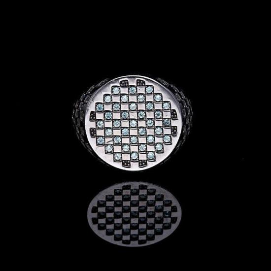 Vog Mavi Topaz Taşlı Kare Tasarımlı Oval 925 Ayar Gümüş Sevgiliye Eşe Babaya Hediye Yüzük