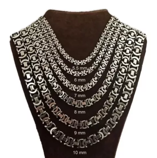 Vog 9mm Oksitli Euro Kral Zincir 925 Ayar Erkek Gümüş Kolye