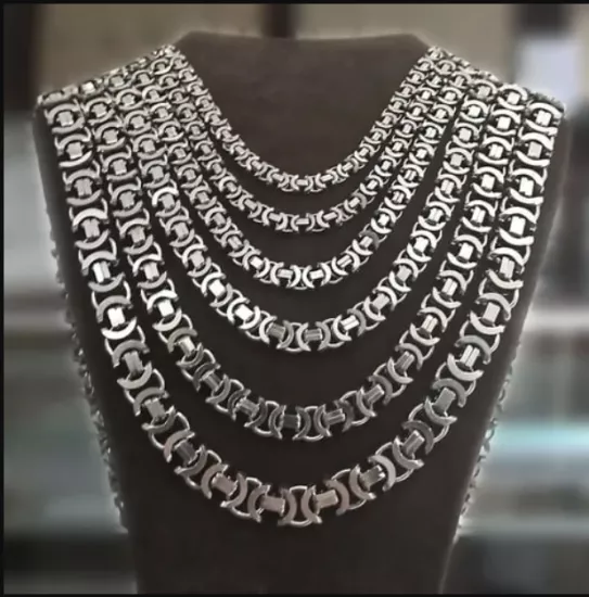 Vog 10mm Oksitli Euro Kral Zincir 925 Ayar Erkek Gümüş Kolye