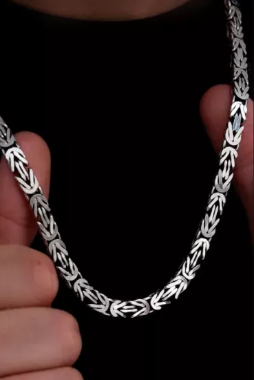 6.5Mm Dikdörtgen Kesim Yassı Kral Model 925 Ayar Gümüş Kolye
