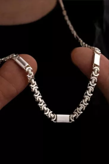 Vog 5.5mm Parçalı Parlak Euro Kral 925 Ayar Gümüş Sevgiliye,Eşe,Babaya,Arkadaşa Hediye Kolye