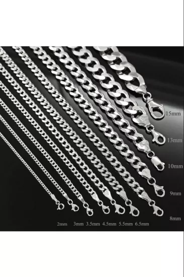 7.5mm Gurmet Zincir 925 Ayar Gümüş Kolye • Sevgiliye • Eşe • Babaya Hediye Kolye