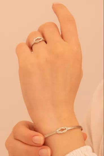 Vog Kadın Gümüş Set - El İşçiliği Gümüş Aşk Düğümü Model Kadın Set