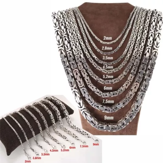 4,5mm Kare Kral Model Gümüş Set • Işıklı Kutuda Sevgiliye • Eşe • Babaya Bileklik Kolye Set