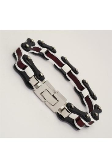 Bisiklet Motosiklet Zinciri Siyah Beyaz Bordo Sevgiliye - Eşe - Babaya - Arkadaşa Çelik Bileklik