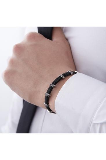 Vog Siyah Çelik Erkek Bileklik - Sevigilye,Babaya,Arkadaşa Tasarım Gümüş ve Çelik Erkek Bileklik