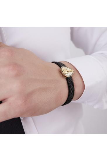 Vog Siyah Esnek Çelik V Sarı Gümüş Balta Figürlü Model Sevgiliye,Babaya,Arkadaşa Elastik Bileklik