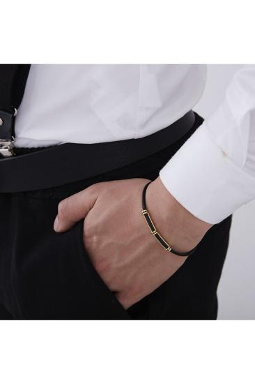 Vog Siyah Çelik Erkek Bileklik - Sevigilye,Babaya,Arkadaşa Tasarım Gümüş ve Çelik Erkek Bileklik