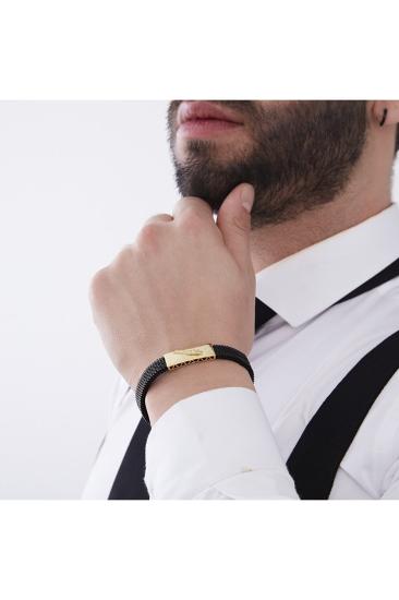 Vog Esnek Çelik V Sarı Gümüş Jaguar Dizayn Hediyelik Sevgiliye,Babaya,Arkadaşa Elastik Bileklik