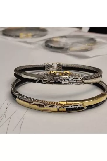 Mustafa Kemal Atatürk Imzalı Çelik V 925 Ayar Gümüş - Sevgiliye - Eşe - Babaya - Arkadaşa Bileklik