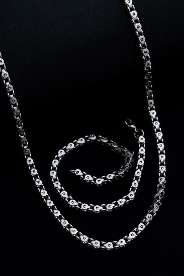 Pullu Model Kolye Bileklik Çelik Set - Sevgiliye - Eşe - Babaya - Arkadaşa Çelik Hediye Set