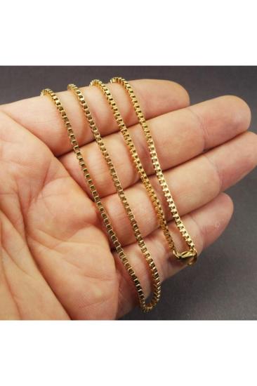 Kübik Unisex Çelik Kolye Zincir - Altın Kaplama Sevgiliye - Eşe- Babaya - Arkadaşa Kolye