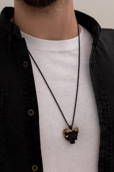 Gotik Boynuzlu Kurukafa Model Çelik Erkek Kolye Paslanmaz Sevgiliye - Eşe - Babaya Hediye Kolye