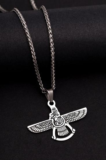 Ahura Mazda Model Unisex Çelik Kolye - Sevgiliye - Eşe - Babaya - Arkadaşa Hediye Kolye