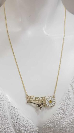 Vog Kişiye Özel Ezgi Yazılı Papatya Isim Kolye Sevgiliye,Anneye,Eşe,Arkadaşa Kolye