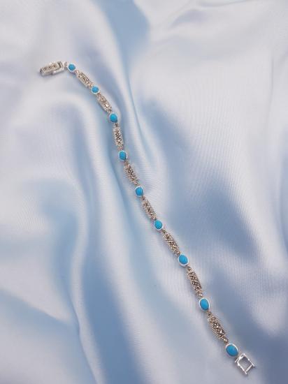 Vog Firüze V Markazit Taşlı Şık Tasarım Sevgiliye,Anneye,Arkadaşa 925 Ayar Gümüş Hediye Bileklik