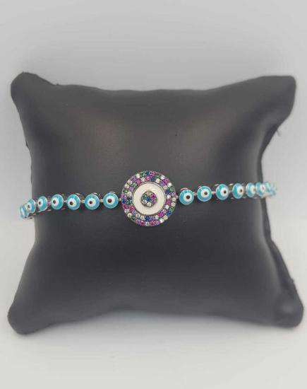 Vog Mistik Taşlı V Göz Detaylı 925 Ayar Gümüş Sevgiliye,Anneye,Arkadaşa Asansör Sistemli Bileklik