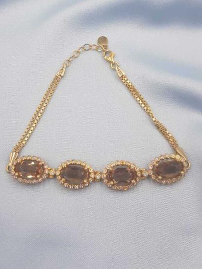 Vog Oval Zultanit Taşlı Sarı Renk 925 Ayar Gümüş Sevgiliye,Anneye,Arkadaşa Hediye Bileklik