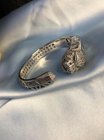 Cartier’s Tasarım Jaguar Panter İtalyan 925 Ayar Gümüş • Sevgiliye • Eşe • Anneye Bileklik