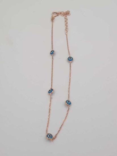 Vog Çift Sıra Göz Boncuk Detaylı Rose Renk 925 Ayar Gümüşlü Hal Hal