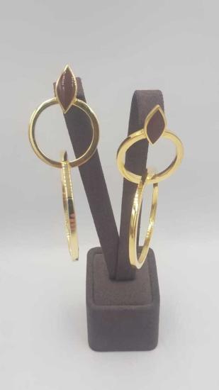 Vog İtalyan Tasarım 2’Li Halka Model Kahve Renk Mineli 925 Gümüş Sevgiliye,Anneye,Eşe Küpe