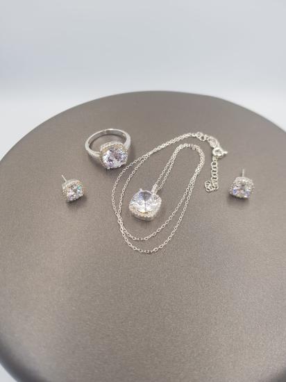 Vog Effective Diamond Taşlı Damla Model 3’Lü 925 Ayar Gümüş Set Kolye,Yüzük,Küpe