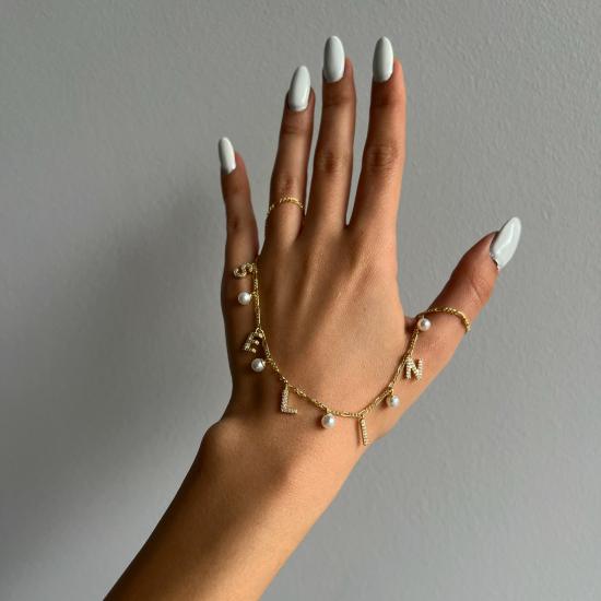 Vog Sıralı Harf İsim V İnci Detaylı Şık Tasarım 925 Ayar Gümüş Sevgiliye,Anneye,Eşe Hediye Kolye