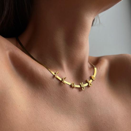 Vog Kişiye Özel İtalyan Zincirli Taşlı İsim Sevgiliye,Anneye,Eşe,Arkadaşa Hediye Kolye