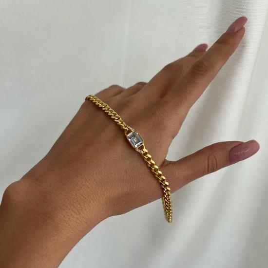 Vog Gürmet Zincirli Baget Zirkonia Taşlı Şık Tasarım 925 Ayar Gümüş Choker Kolye