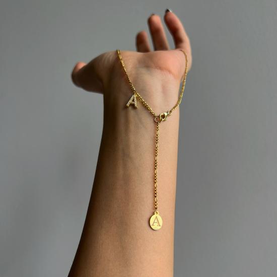 Vog İki Harfli İnce Figaro Zincirli 925 Ayar Gümüş Sevgiliye,Anneye,Eşe,Arkadaşa Hediye Kolye