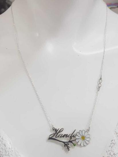 Vog Kişiye Özel Hande Yazılı Papatya Isim Kolye 925 Ayar Gümüş Sevgiliye,Anneye,Arkadaşa Kolye