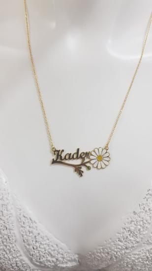 Kader Yazılı Papatya İsim Kolye 925 Ayar Gümüş Sevgiliye Eşe Kolye