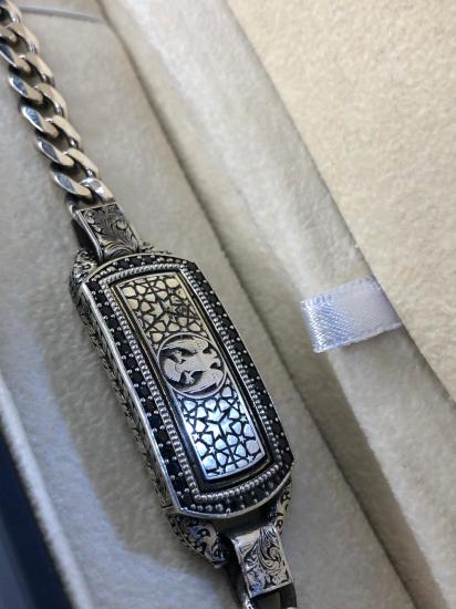 Erkek Gümüş Bileklik - Çift Selçuklu Kartalı İşlemeli Gurmet Model Erkek Bileklik • Işıklı Kutuda