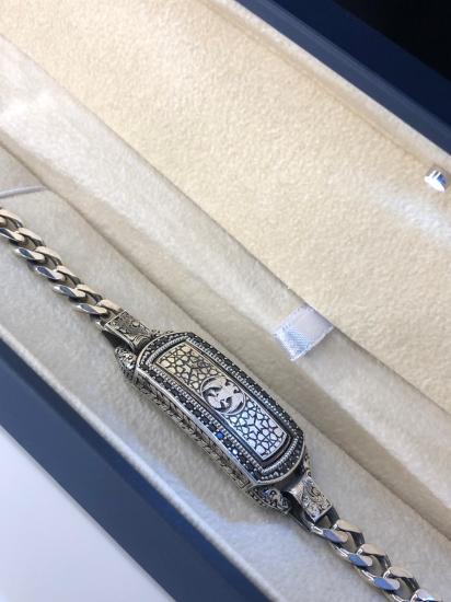 Erkek Gümüş Bileklik - Çift Selçuklu Kartalı İşlemeli Gurmet Model Erkek Bileklik • Işıklı Kutuda