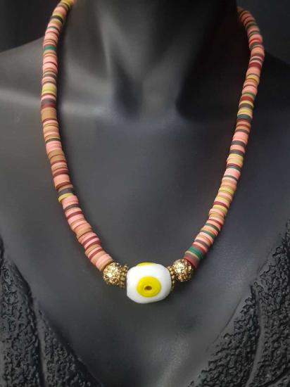 Vog Göz Boncuk V Renkli Fimo Bijuteri kolye