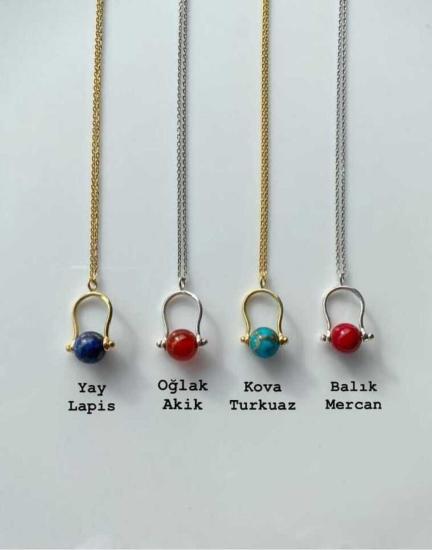 Vog Doğal Taş Burç Kolyeler ♈️♓️♉️⛎♏️♒️♎️♐️♌️♍️♋️♊️♑️925 Ayar Gümüş Kolye