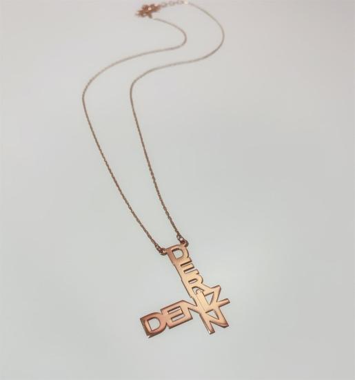 Vog Kişiye Özel İkili İsim Tasarım 925 Ayar Gümüş Sevgiliye,Eşine,Anneye,Arkadaşa Hediye Kolye