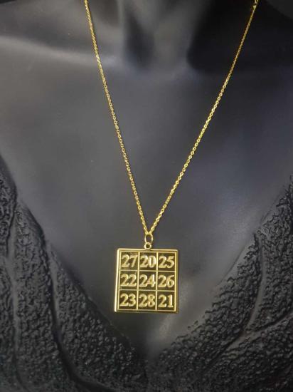 Kubera Para Mantra Sarı Renk 3 cm x 3 cm 925 Ayar Gümüş Unisex Kolye 