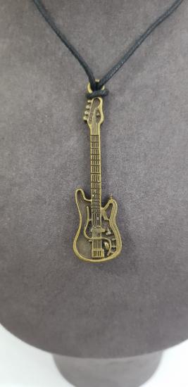 Vog Prinç Meteryalli Gitar Deri İp Görünüm Sevgiliye,Arkadaşa,Babaya Hediye Kolye