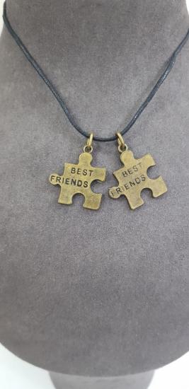 Vog Prinç Meteryalli Best Friends Arkadaşlık Kolyesi Deri İp Görünüm Arkadaşa Hediye Kolye