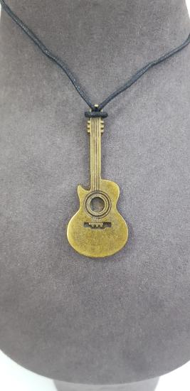Vog Prinç Meteryalli Gitar Deri İp Görünüm Sevgiliye,Arkadaşa,Babaya Hediye Kolye