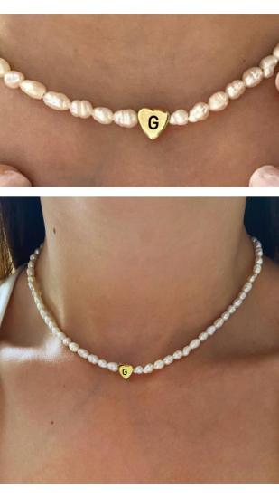 Vog Gerçek 3 Mm Kum Arpa Inci Kalpli 925 Ayar Gümüş Sevgiliye,Anneye,Arkadaşa Kolye,Choker