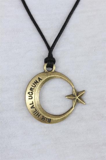 Vog Prinç Meteryal Ay Yıldız Bir Hilal Uğruna Deri İp Görünüm Sevgiliye,Arkadaşa,Babaya Hediye Kolye